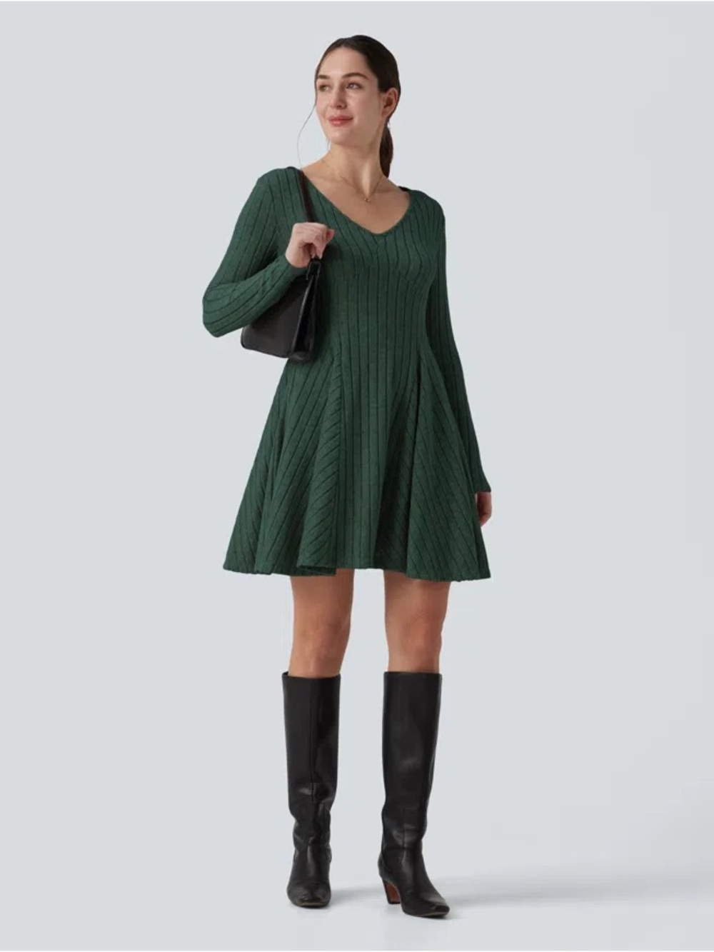 Halara Knit Mini Dress in Green